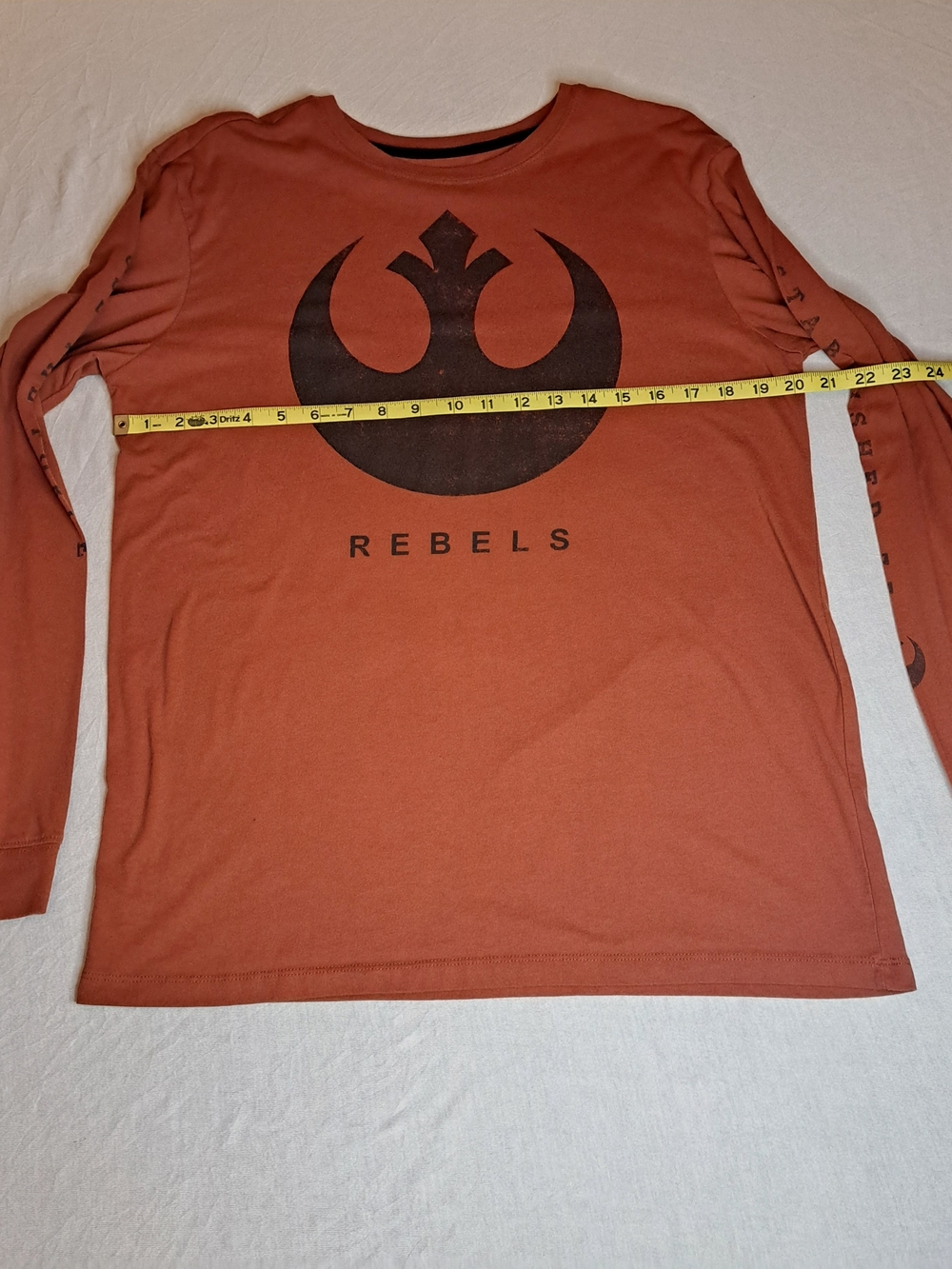Star Wars Rebels Logo Men's Long Sleeve T-Shirt Size Large Burnt Orange Tee Used